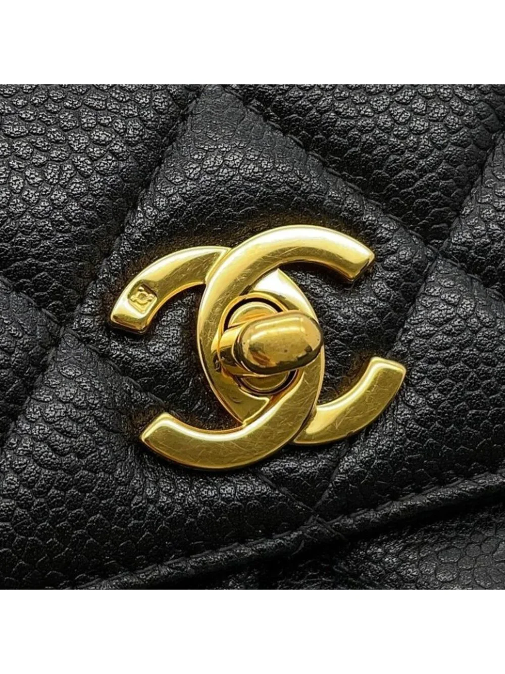 Chanel Handbag Quilted CC Logo Top Handle Caviar Leather Bag - Picture 6 of 10